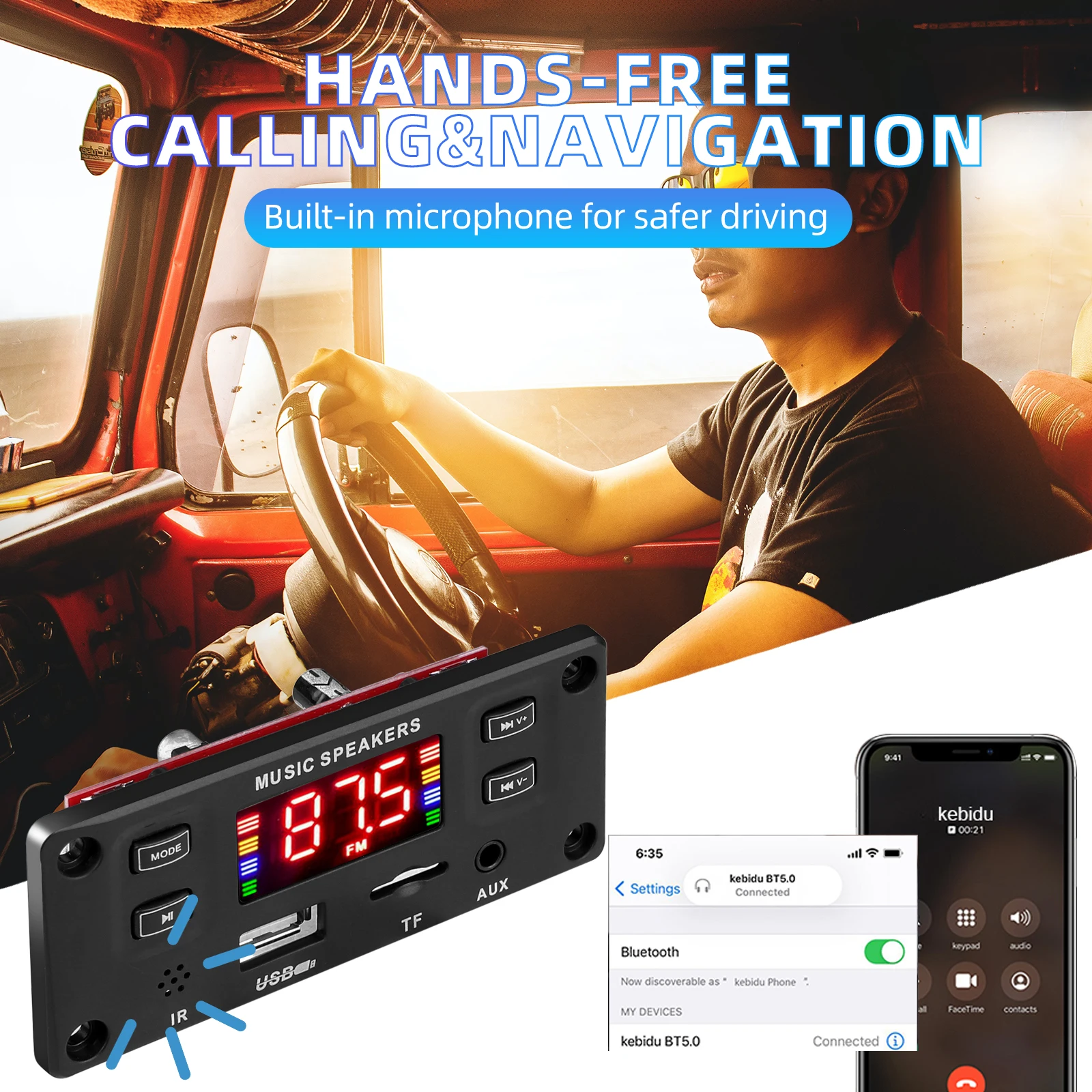 2*30 Вт 60 автомобильный усилитель аудио USB TF FM радио AUX модуль Bluetooth 5 0 12 в MP3 WMA