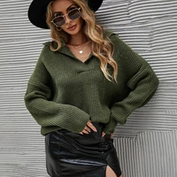 chic turn down collar sweater women solid casual knitted pullover long sleeve autumn winter 2022 new fashion korean jumper hot