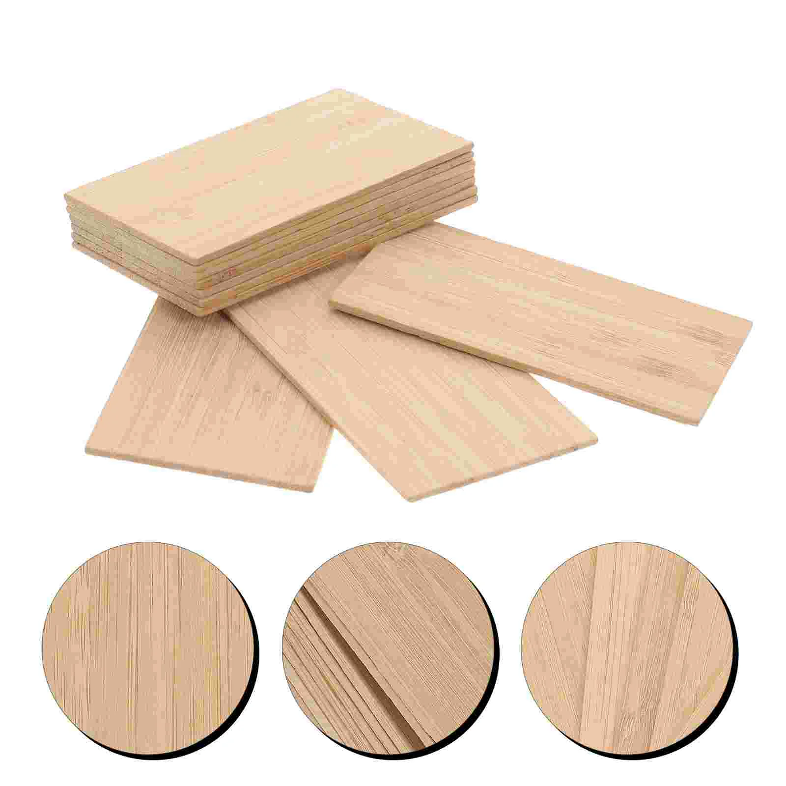 

10 Pcs Blank Gift Tags Bamboo Business Cards Wood Discs Rectangular Decor Wooden Shapes Chips DIY Cutouts