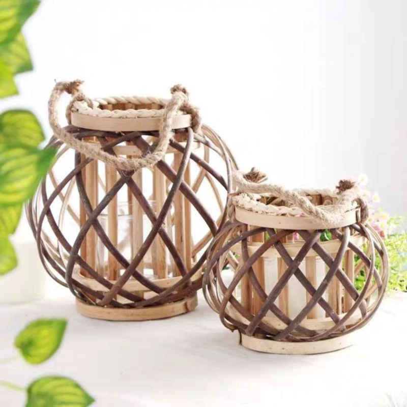 Handmade Lantern Semi-Finished Products Courtyard Decoration Retro American With Rope Woven Home Decoration