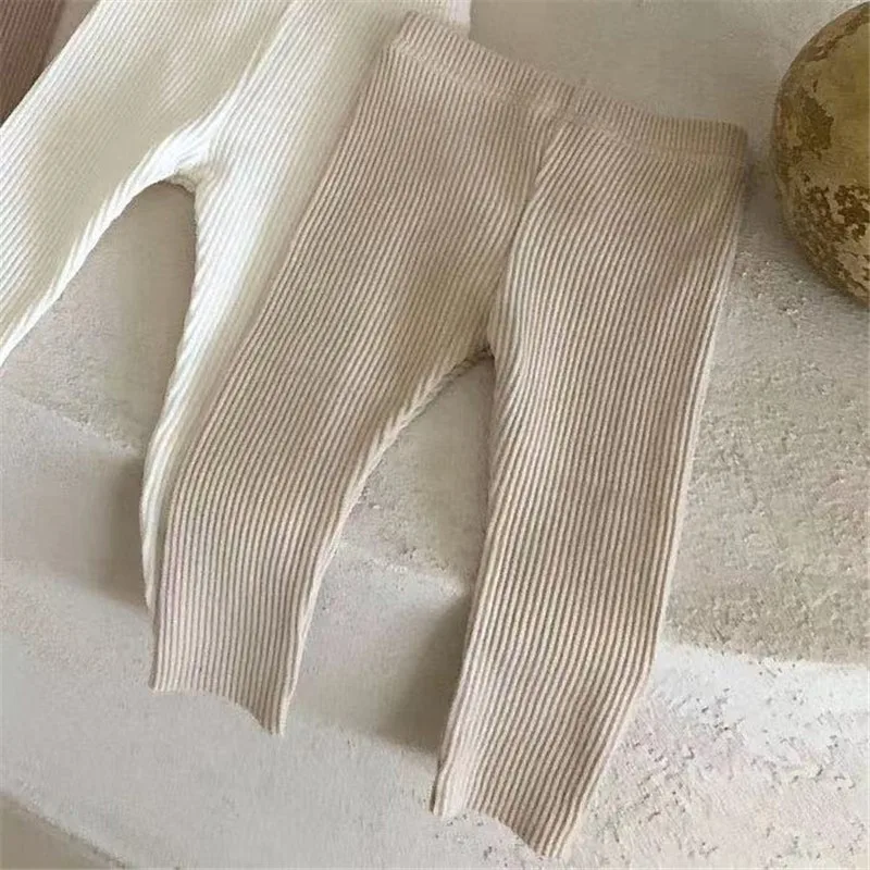 2023 New Baby Cotton Ribbed Leggings Solid Cotton Infant Stretch Pants Soft Comfortable Toddler Pants Kids Boys Girls Trousers images - 6