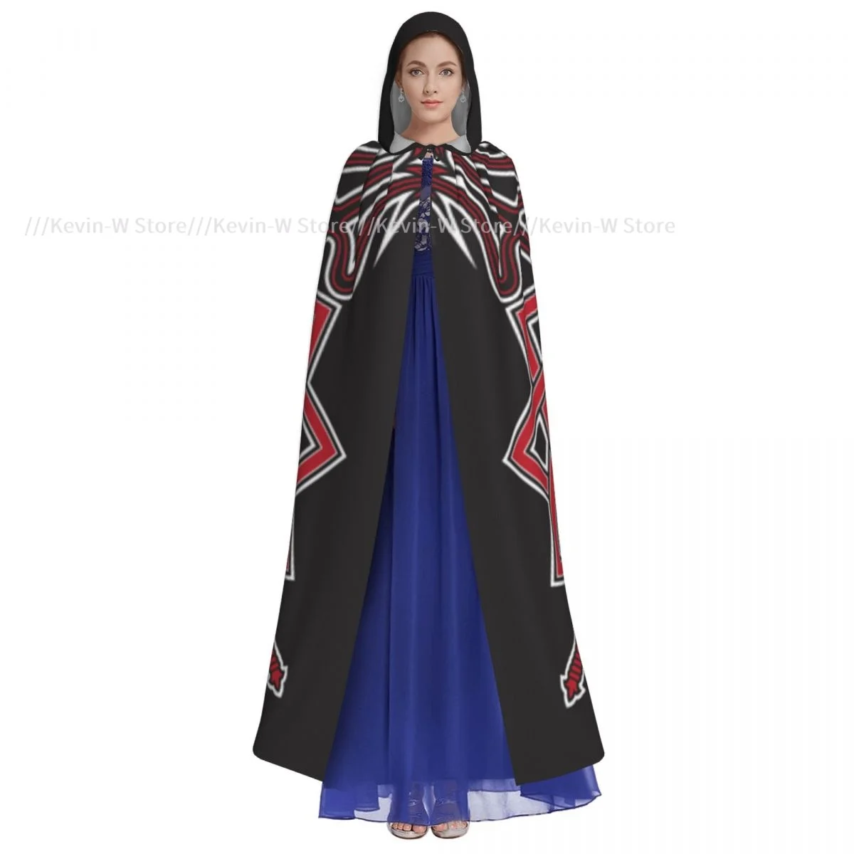 Унисекс взрослый Люцифер пентаграмма плащ с капюшоном длинный костюм ведьмы