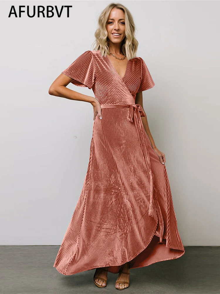 

Женское бархатное платье с высокой талией, Элегантное Длинное приталенное офисное платье в дворцовом ретро-стиле, 2021