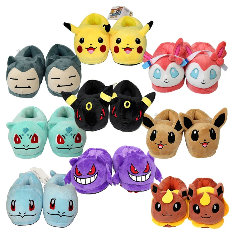 

Anime Pokemon Pikachu Snorlax Eevee Vaporeon Umbreon Kawaii Plush Soft Toys Adult Children Warm Slippers Home Indoor Slippers