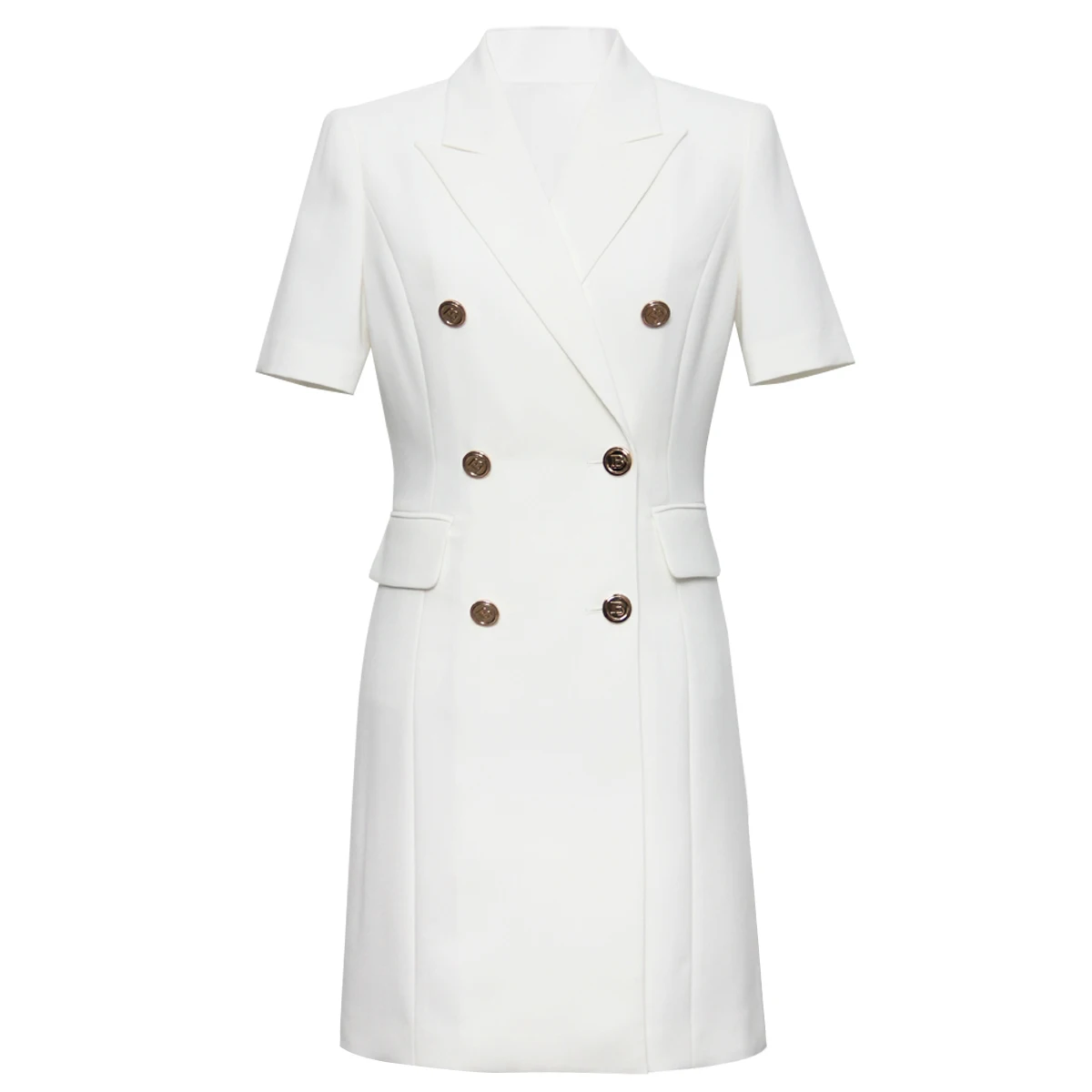 

2022 Summer New All-match Ol Professional Wear Simple Temperament Commuter Skirt Short-sleeved Black And White Suit Collar Dress