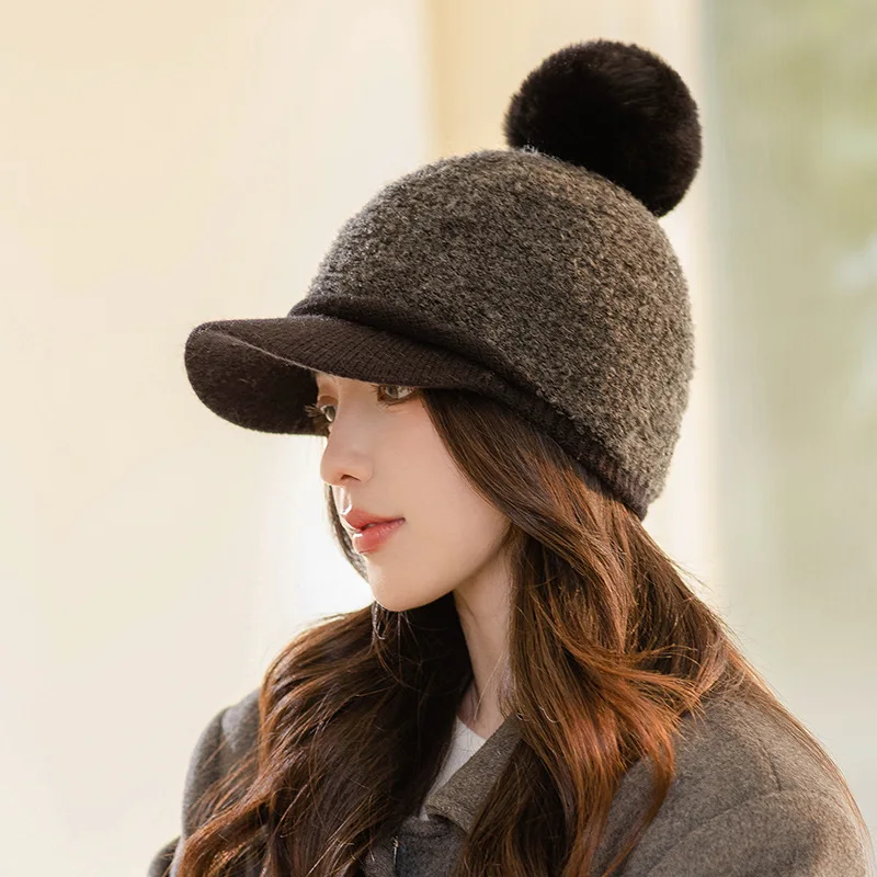 Женская осенне-зимняя корейская модная бейсболка зимняя универсальная меховая