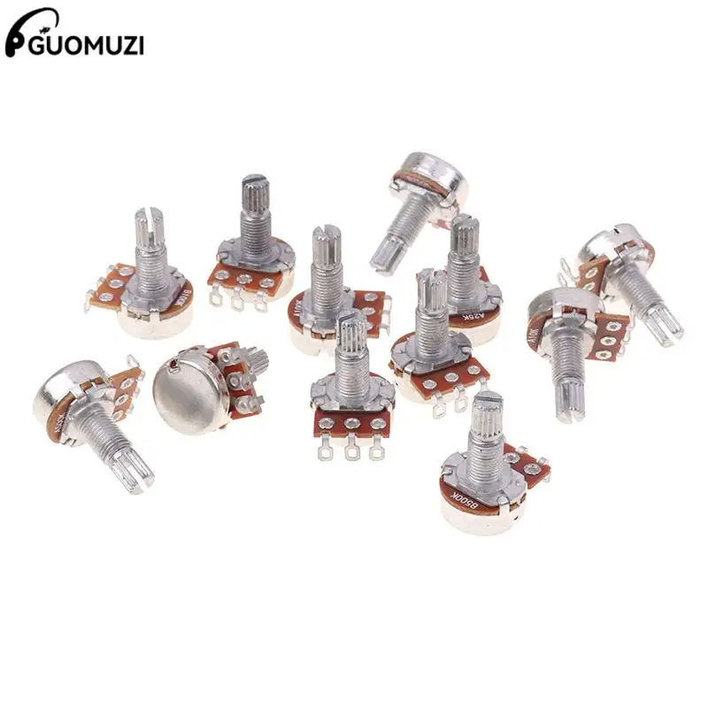 

1pc A500K B500K A250K B250K Potentiometer Splined Small Pot Electric Guitar Bass Effect Amp Tone Volume 15mm 18mm Shaft Parts