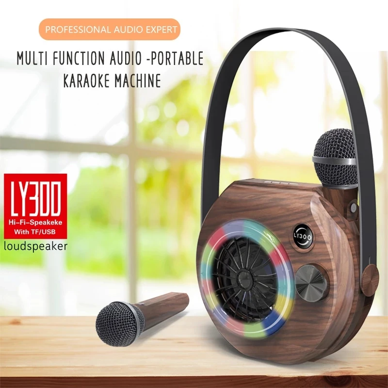 

30W high power portable bluetooth speaker with dual wireless microphone karaoke set rechargeable with FM TF recording multifunct