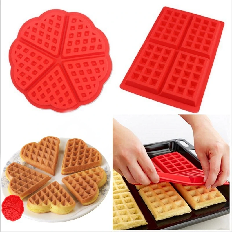 

Silicone Waffle Biscuit Mold Muffin Cake Mold Kitchen Baking Tool Heart-shaped Rectangular Waffle Biscuit Mold Cake Mold