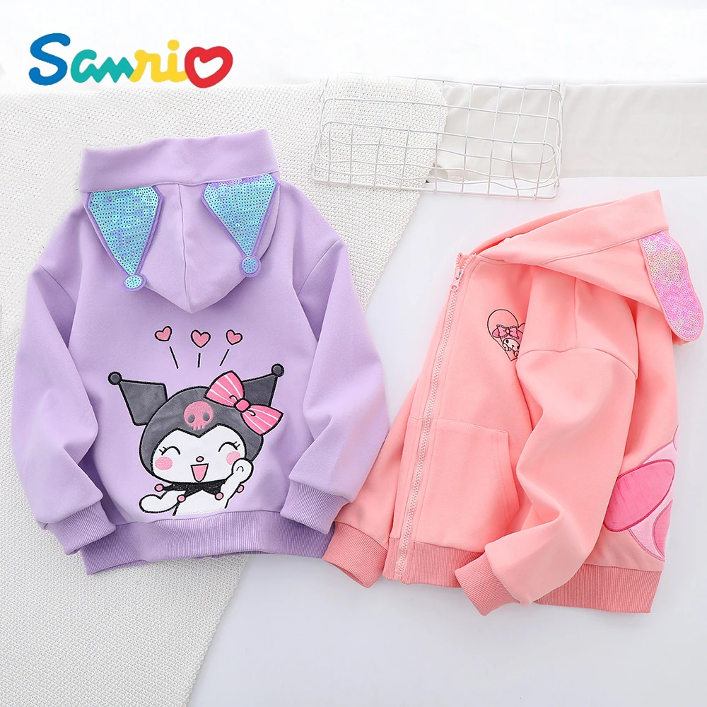 

Anime Kawaii Sanrios My Melody Kuromi Girls Coats Kids Zip-Up Shirts Cartoon Tops Hooded Cardigans Long Sleeves Toddler Clothse