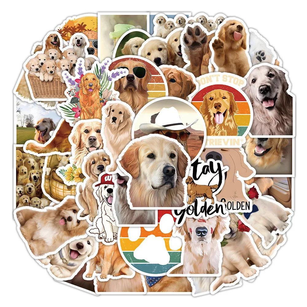 

55pcs Cute Golden Dog Stickers with Non Repeating Patterns DIY Phone Case, Suitcase, Laptop, Children's Animal Stickers