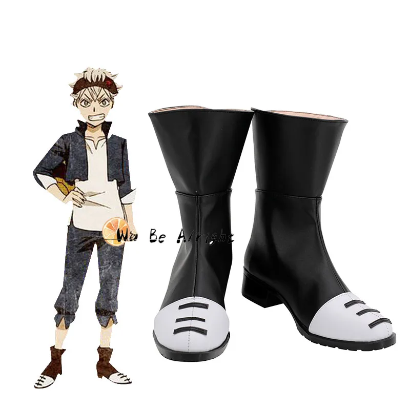 

Anime Black Clover Asta Cosplay Party Shoes Long White With Black Boots Custom Made Any Size