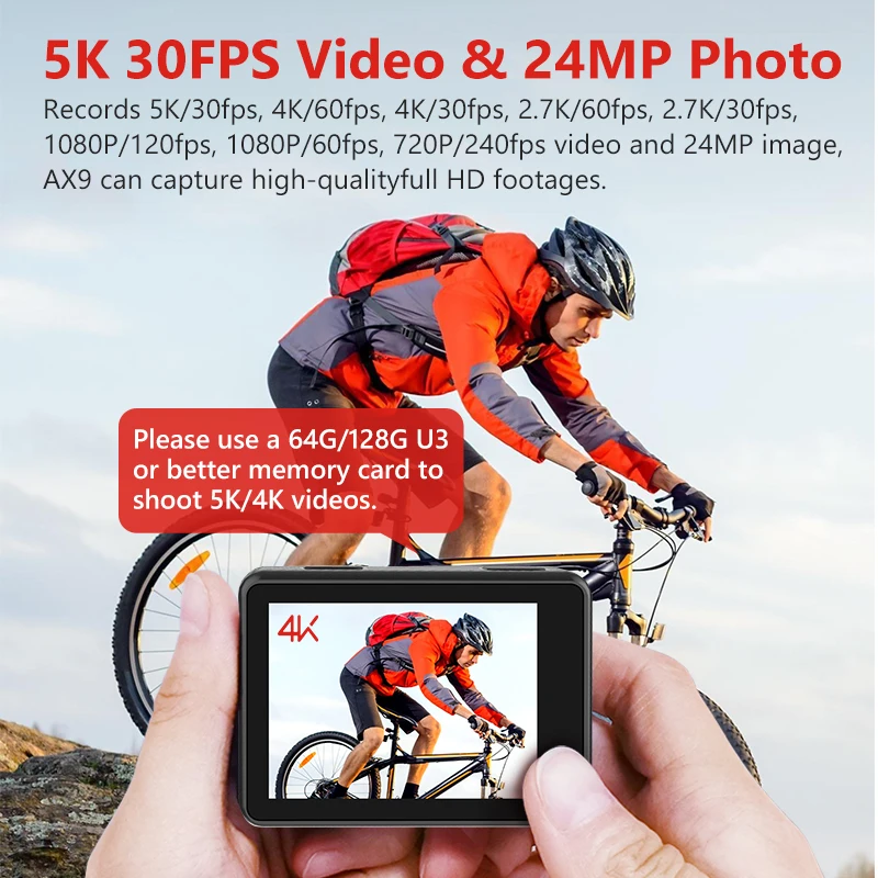 AXNEN AX9 5K Экшн-камера с беспроводным микрофоном 4K 60fps EIS видео Спортивная камера s