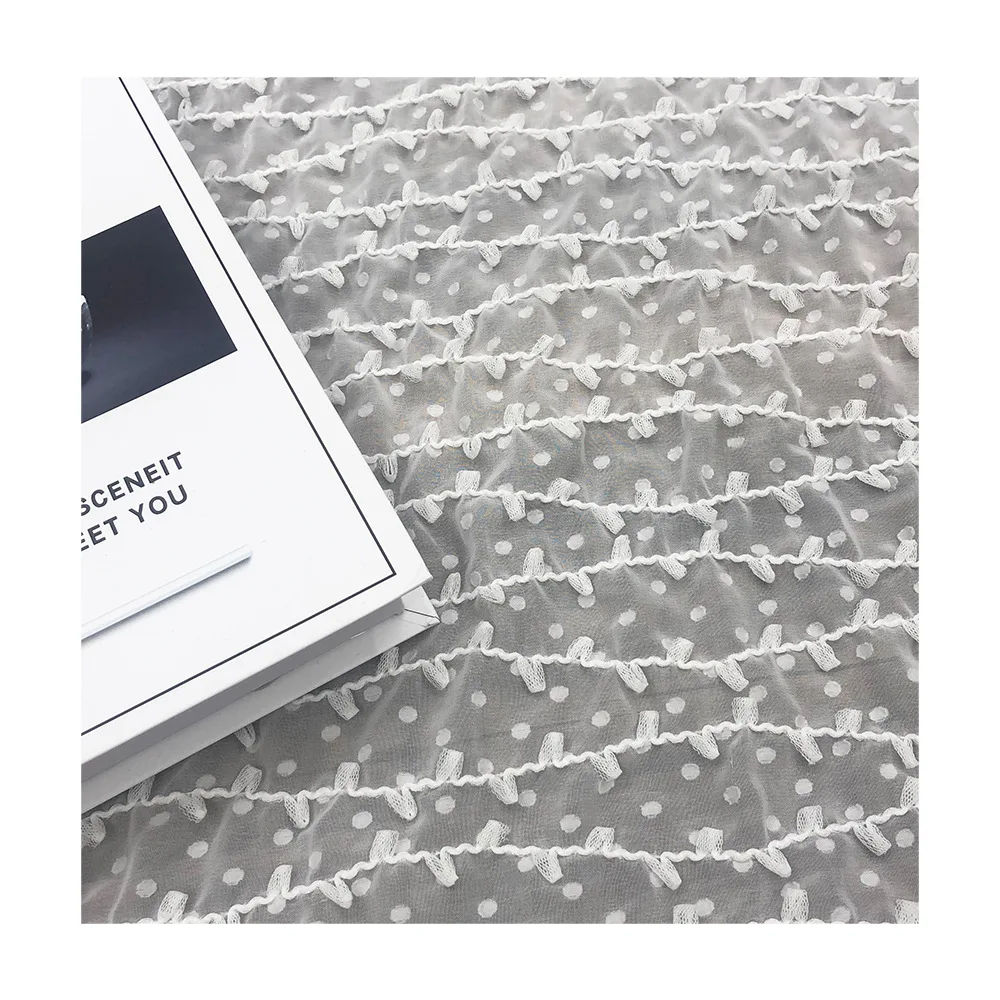 Шифоновая кружевная ткань в полоску на 1-6 ярдов