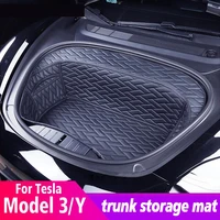 for tesla 2021 model y model 3 car trunk storage pad trunk tank organizer mat leather interior decoration accessories trim refit