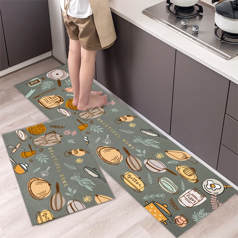 

Long Rug Nordic Modern Kitchen Bath Door Floor Foot Mat Non-slip Carpet Entrance Living Room Home Water Oil Proof Polyester Cute