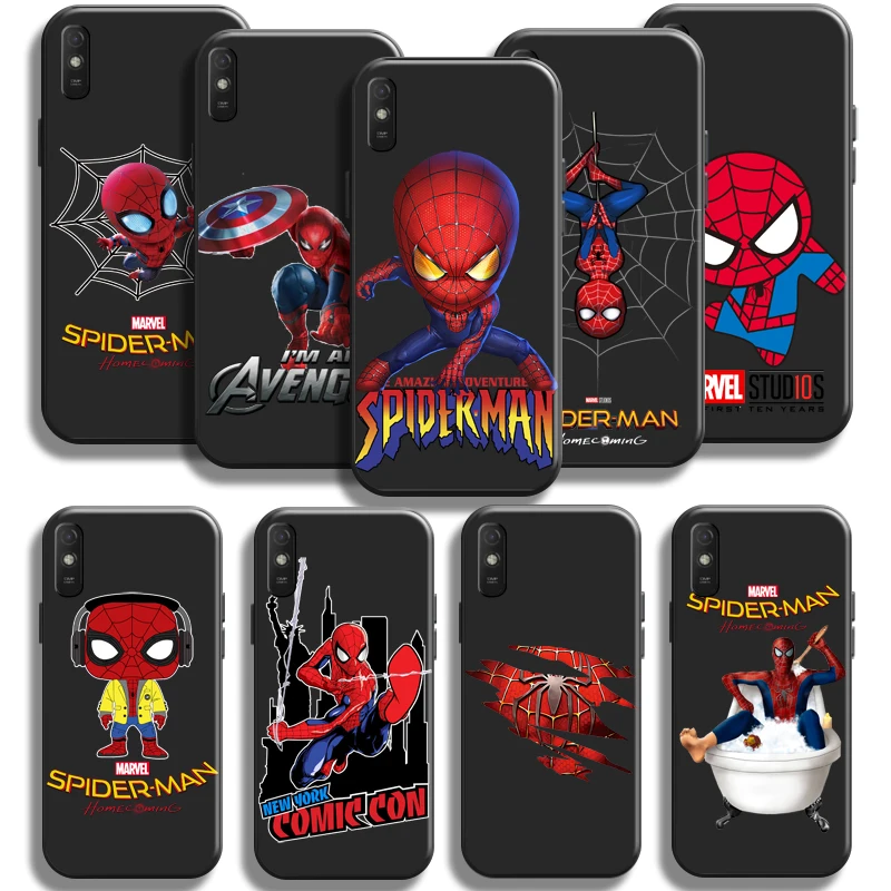 

Cute Cartoon Spiderman Case For Xiaomi Redmi 9A Phone Case For Redmi 9AT Carcasa Back Funda Black TPU Soft Silicone Cover