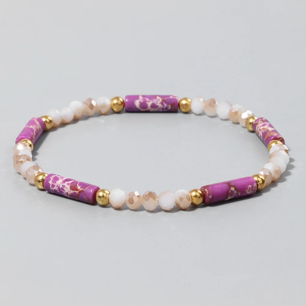 

Trendy Women Beads Bracelet Natural Crystal Stone Bracelet Rectangle Small Beads Bracelets Women Healing Elegant Jewelry 3x4mm