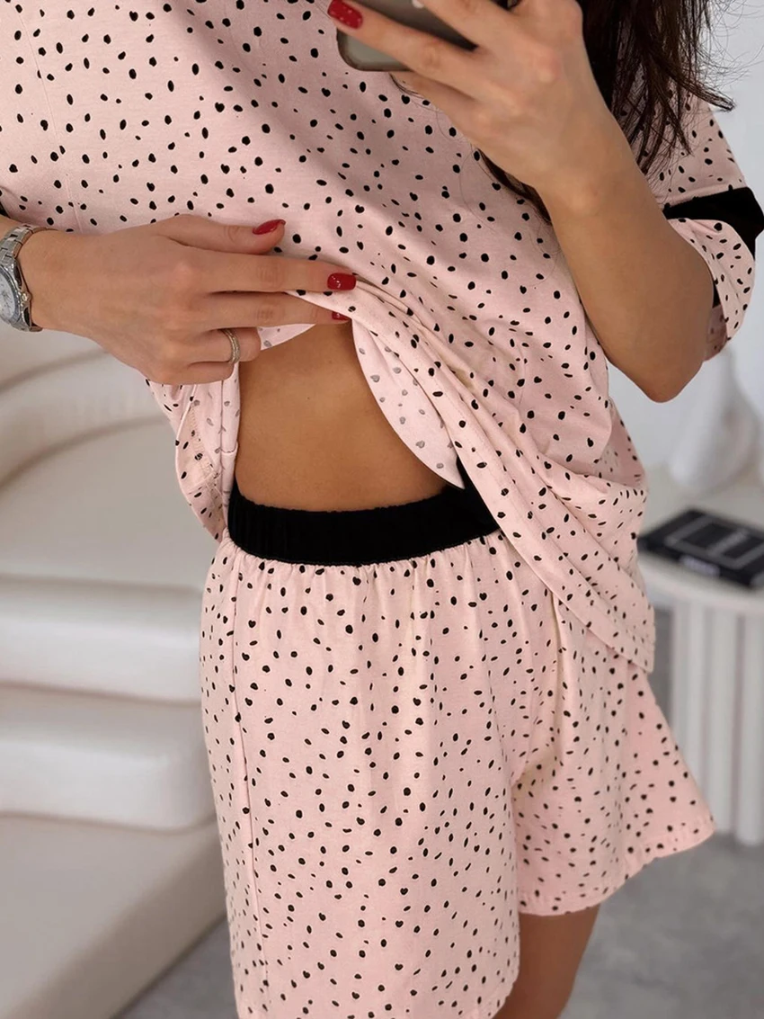 Летняя женская пижама Marthaqiqi костюм из 2 предметов Женская Повседневная Домашняя