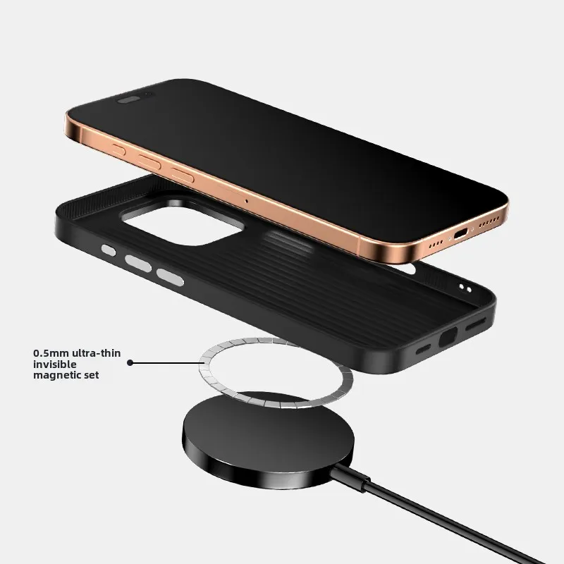 Магнитный кожаный чехол для телефона из углеродного волокна IPhone 16 15 Plus 14 13 Pro Max