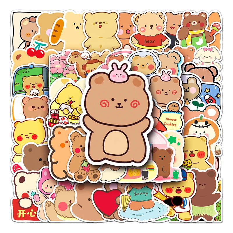 

10/50pcs Cute Bear Animal Graffiti Stickers Cartoon Decals Kids Toy DIY Diary Suitcase Scrapbook Phone Laptop Bike Sticker