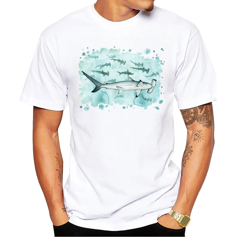 TEEHUB Vintage Meerestiere Tops Whale Shark Ray Druck männer T-Shirt Oansatz Männer Kleidung Kurzarm Männlich Casual Streetwear – Detail 1