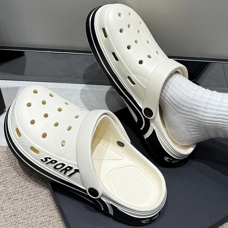 Фото 2025 Новый тип обуви на какашки Feeling Croc, женская летняя одежда, не уставшие ноги, Eva, толстая подошва, нескользящие пляжные сандалии с защитой от запаха №5