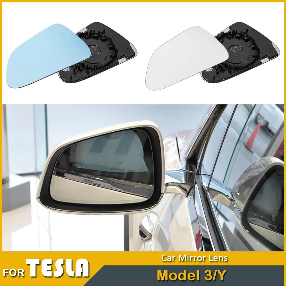 

1 Pair Car Mirror Lens For Tesla Model 3 Y Waterproof Anti Glare Large Vision Rearview Mirror Lens Accessories 2022