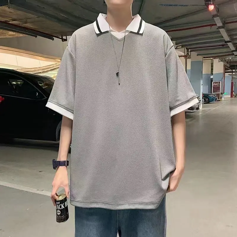 Летняя мужская футболка-поло с коротким рукавом сращенная хитовая цветная