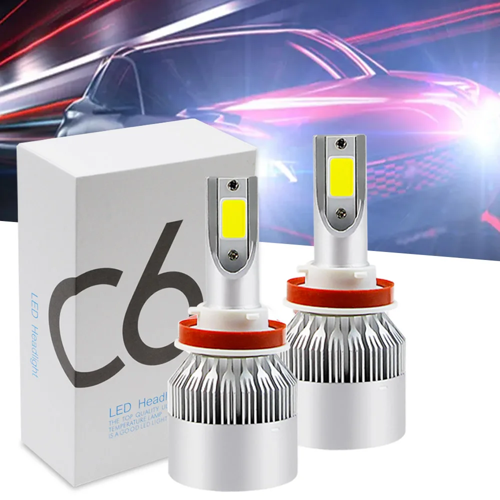 

2X C6 H11 Fog Light Daylight Car Lamp COB Auto Headlight 72W Spot Light Super Bright Led Car Bulb for Car Safe Night Semaphore
