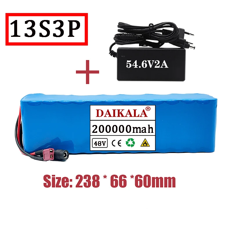 

48v 200Ah 1000w 13S3P Lithium-ion Battery Pack Is Suitable for 54.6v Electric Bicycle Kick Scooter with BMS+charger