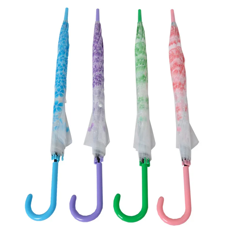 Прозрачный зонт с принтом для женщин солнечный прямой шест изогнутый крючок