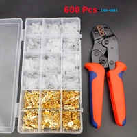 gowke pliers 600 pcs crimp termina electrical connector splicing terminal kit golden plug in 2 84 86 3mm cold presspliers
