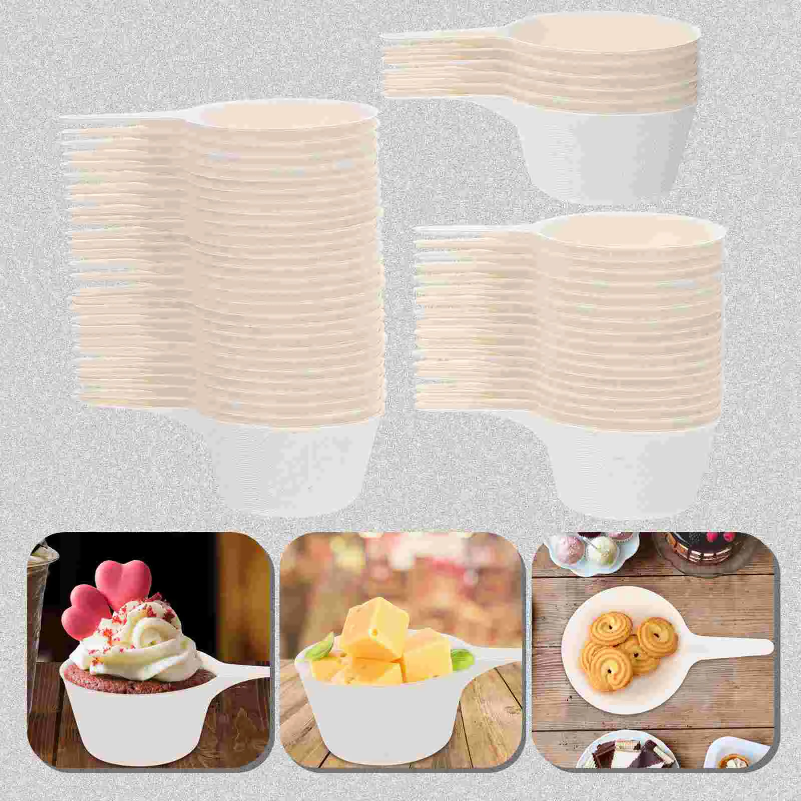 

50Pcs Disposable Simple Convenient Degradable Creative Cupcake Cups Salad Cups for Home