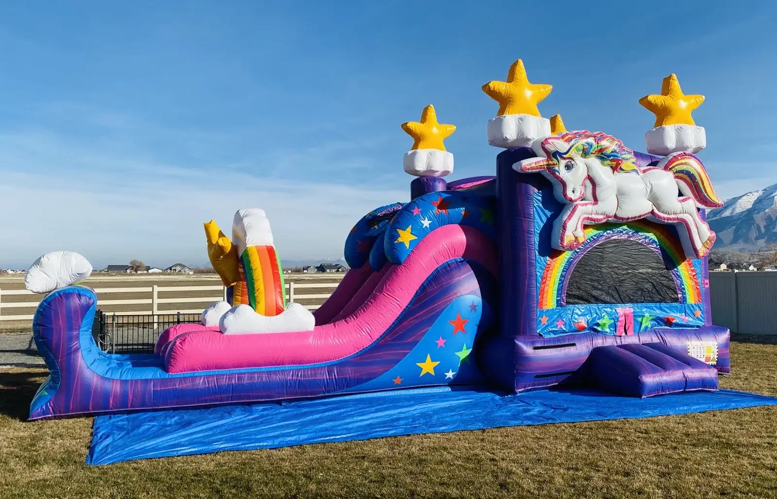 Коммерческий надувной единорог Bounce House горка комбинированный прыгающий замок