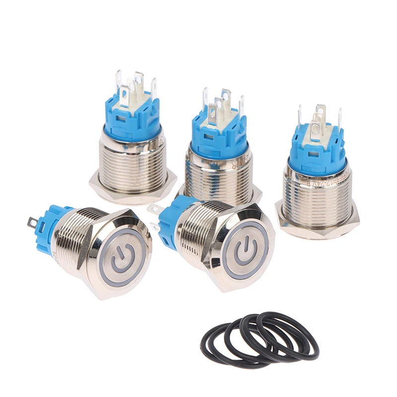 Металлическая кнопка с лампой 19 мм водонепроницаемая автоматический сброс