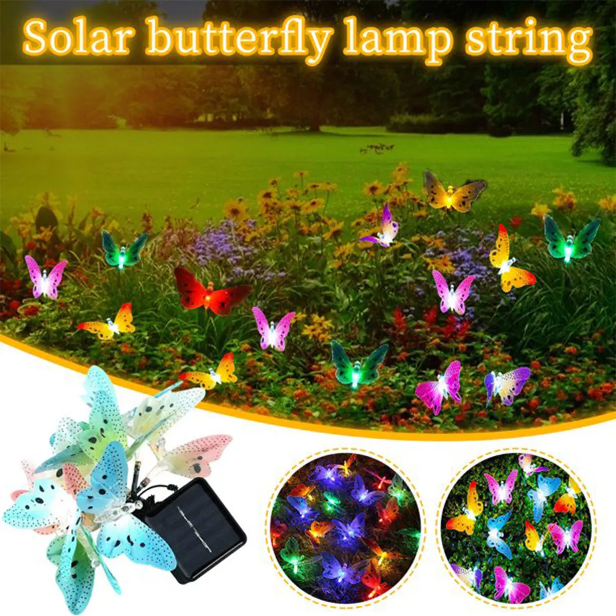 

Solar Butterfly Light String with 20 LEDs IP65 Waterproof Butterfly Light LED Solar Butterfly Fairy Light Outdoor Butterfly Garl