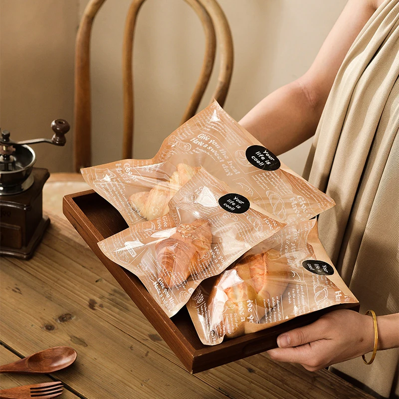 50 шт. крафт-бумага с окном пакеты для упаковки хлеба маслостойкие завтрака