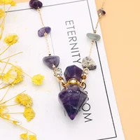 new natural stone perfume bottle pendant fluorite crystal chips beads chain charms necklace for women jewelry accessories