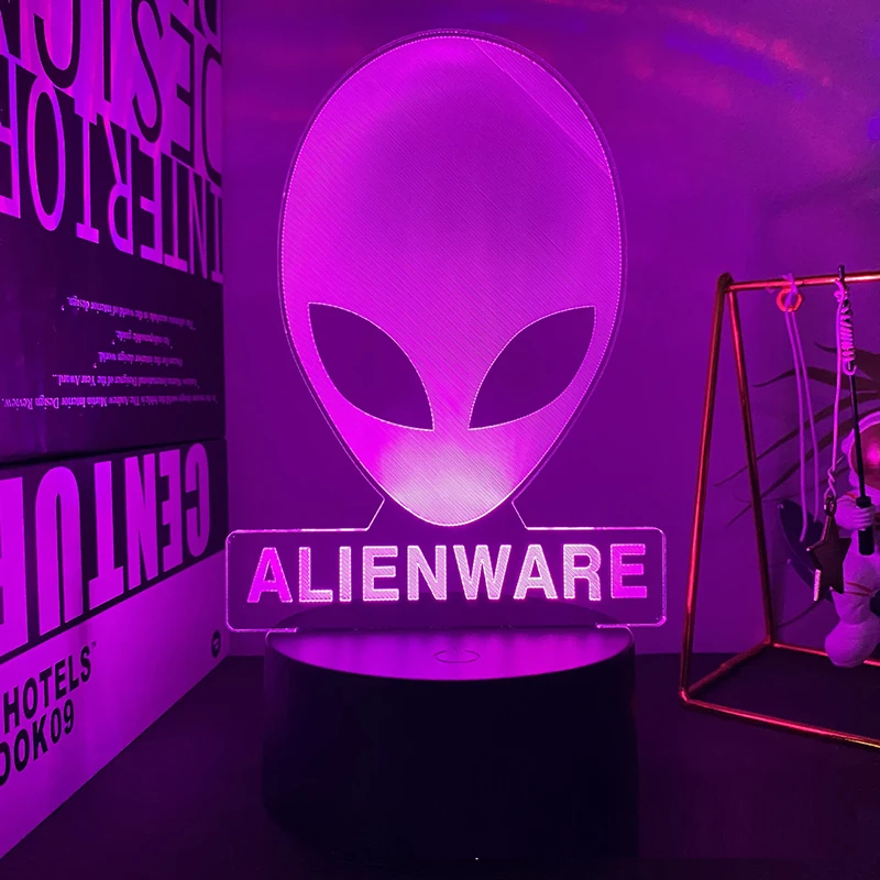 Alien Alienware Anime 3d Led Night Light For Bedroom Lava Lamp Manga Game Room Decor Children's Gift Decoration