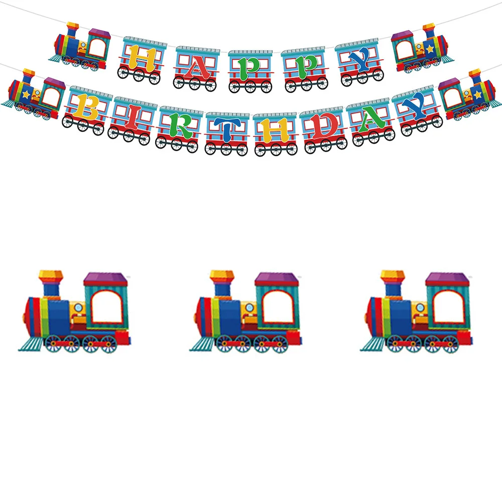 

Train Birthday Banner Decoration Happy Birthday Paper Garland for Two Two Train Theme Party Decor Transportation Supplies 2nd
