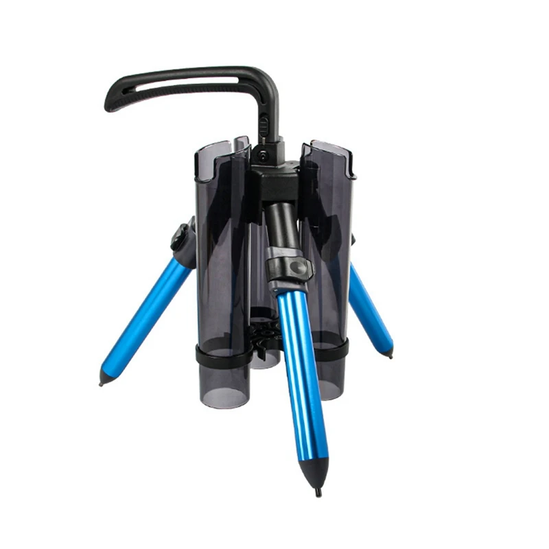 

Fishing Rod Bracket Tripod Stand Fishing Pole Rack Portable Aluminum Folding Adjustable Pole Tools,Short Style Blue