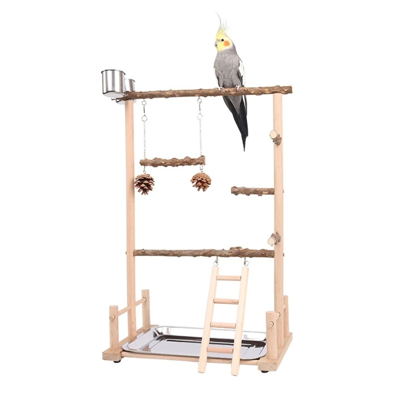 

Playstand Cups Perch Swing Activities With Ladder Center Grinding Toy Bird Toy Cage Feeding Playing Stand Chew Parrots