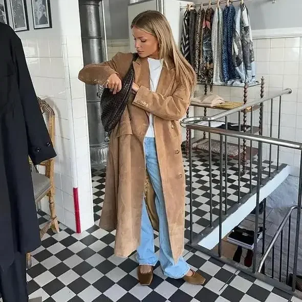 Осенняя новая трансграничная женская одежда винтажная элегантная длинная