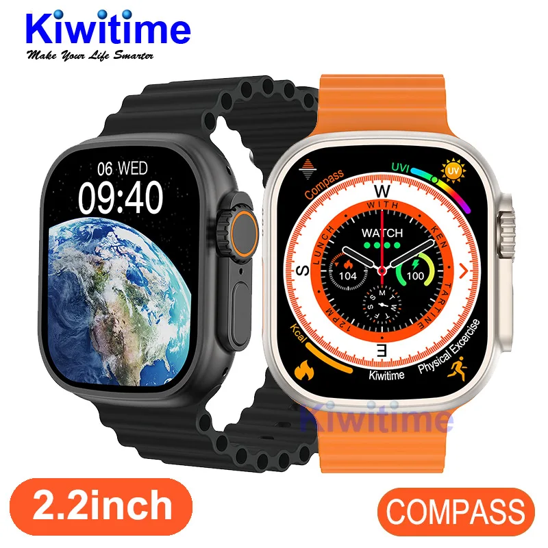 

KIWITIME Watch Ultra Smart Watch Series 8 9 49mm 2.2" Compass Heart Rate Blood Pressure Oxygen Monitor Men Sports IWO Smartwatch