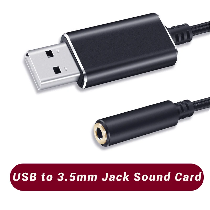 1m USB To 3.5mm Jack Sound Card Plug Sound Audio Adapter for PC Laptop PS5 PS4 Headphone Mic Speaker External Sound Card