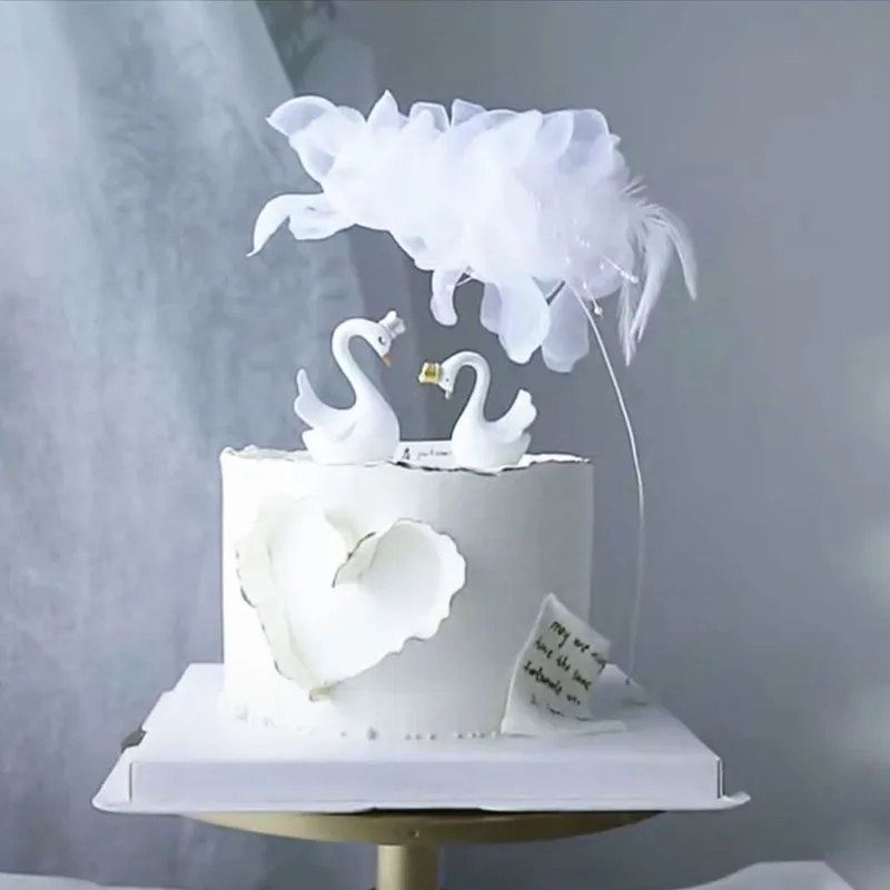 

Swan Feather Resin Swan Happy Birthday Cake Topper Swan Valentines Day Cake Topper Birthday Girl Cake Plush Decorations Love
