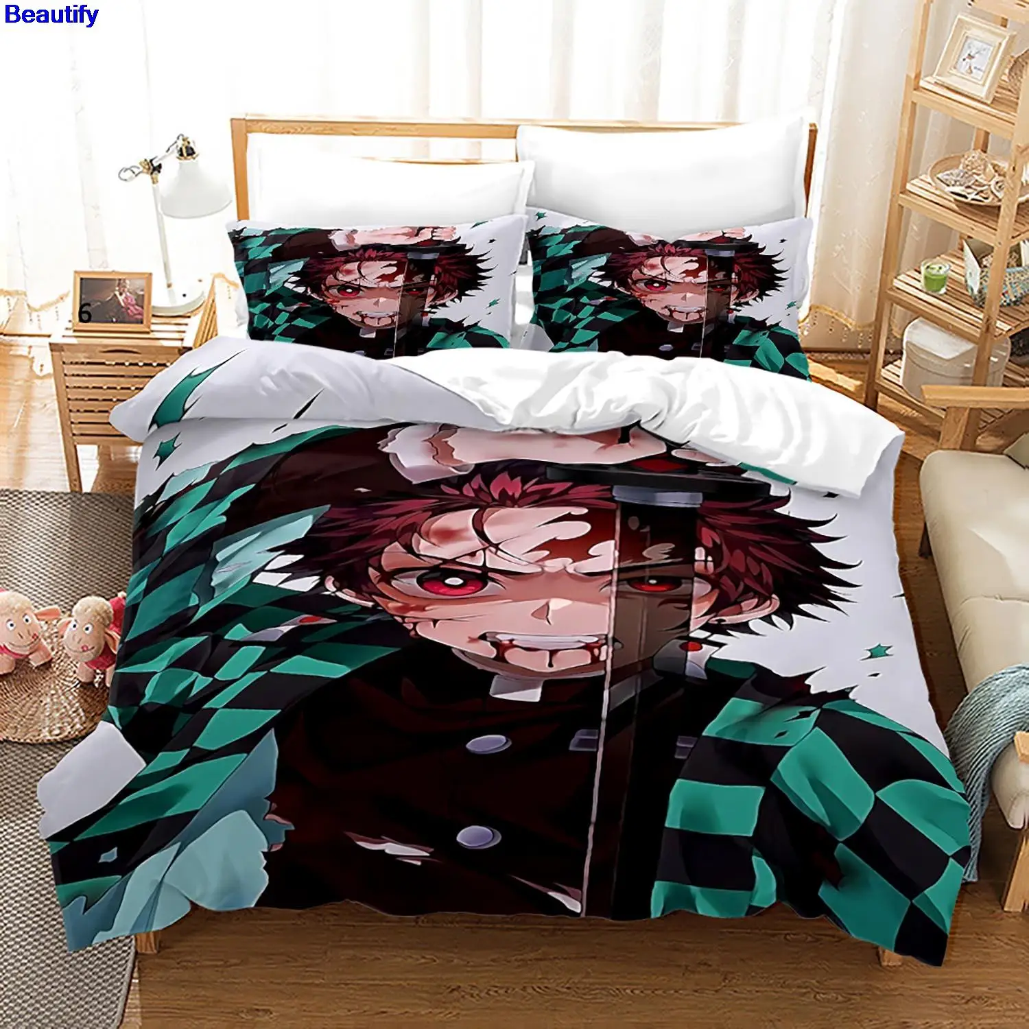 

Beautify Bedding Set Demon Slayer Single Twin Full Queen King Size Demon Slayer Bed Set Children Kid Bedroom Duvetcover Sets 3D