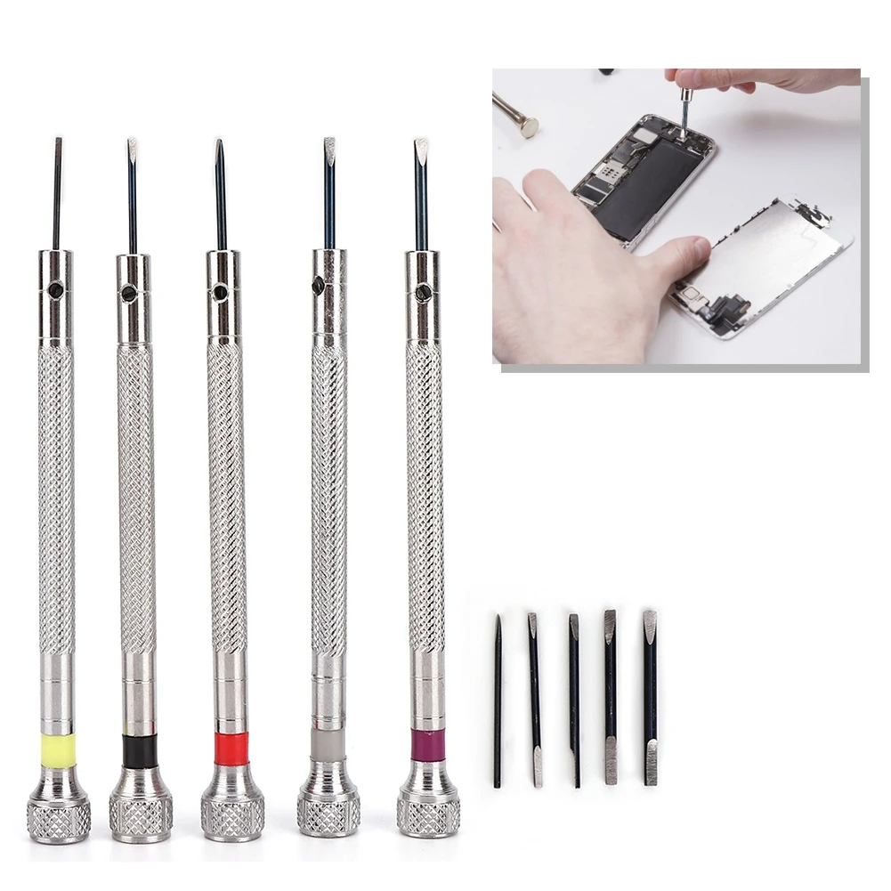5Pcs 0.8-1.6mm Stainless Steel Flat Head Screwdriver Kit Watch Band Strap Link Pin Remover Removal Repair Tool Watchmaker | Наручные часы