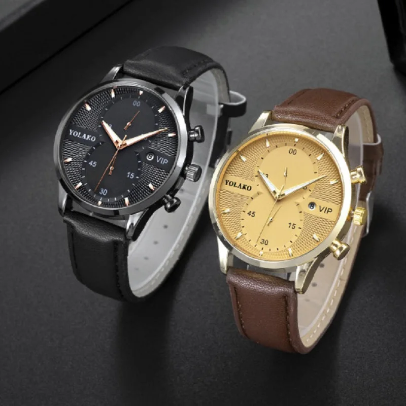 

Watch For Men Mens Watch Fashion Men Business Leather Calendar Watch Men's Quartz Popular Wacht For Men
